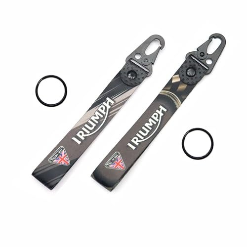 ERODIAN Polyester Lanyard Triumph Keychain | 25Mm Racing Tag Keychain Sling Snap Hook Holder| Wrist Band Key Ring Compatible For All Bikes, Cars - Black Color (Pack Of 2) - Image 2