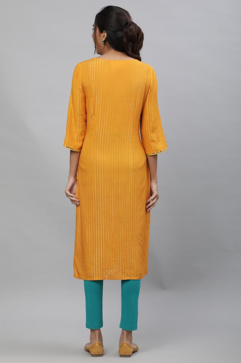 Aurelia Women's Yellow Embroodered Festive Kurta - Image 3