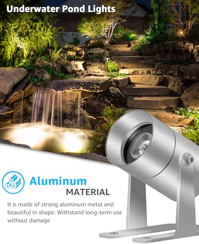 SUNVIE Pond Lights LED Underwater Submersible 12-24V AC/DC Fountain Lights Submersible Outdoor LED 3W Underwater Pond Light for Outdoor Ponds Fountains, IP68 Waterproof Warm White Fountain Ponds Light - Image 5