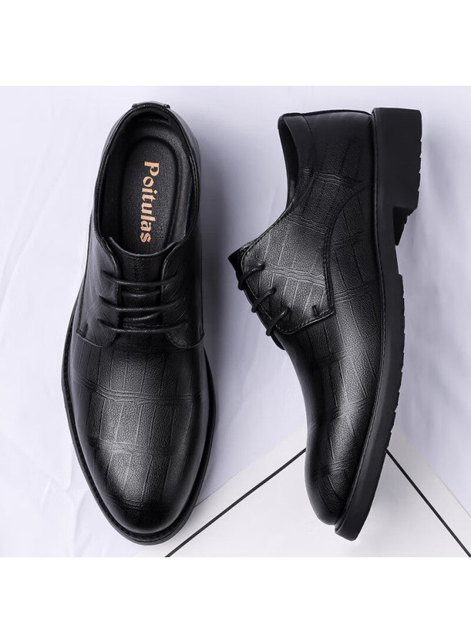 Poitulas Bartoli Men's Lace-up Business Casual Shoes Comfortable All-match Formal Shoes Trendy Wedding Shoes Men 6888 Black Size 41 - Image 4