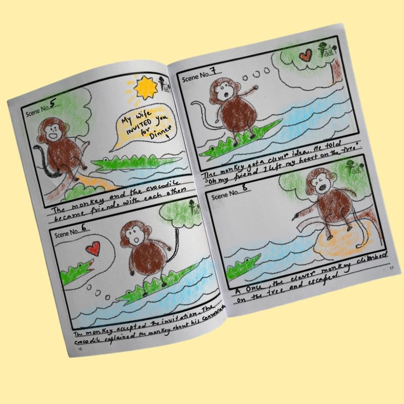 Taali Story Boarding Kit - Story Writing | 10 Character Stencils/Workbook/Crayons/Paper Pencil|Premium Educational Art and Creative Storytelling Tool for Kids|Ideal for Home, Classroom, and Group Play - Image 5