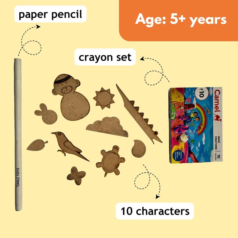 Taali Story Boarding Kit - Story Writing | 10 Character Stencils/Workbook/Crayons/Paper Pencil|Premium Educational Art and Creative Storytelling Tool for Kids|Ideal for Home, Classroom, and Group Play - Image 3