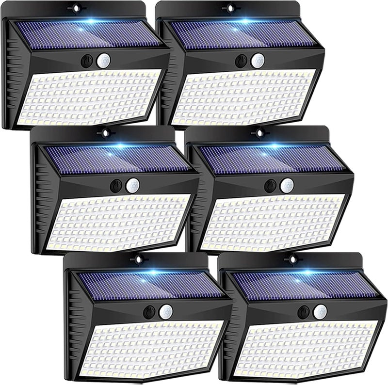 6 Packs Solar Lights Outdoor Motion Sensor Solar Security Lights Waterproof with 3 Lighting Modes Solar Powered Wall Lights Outside for Garden Fence Yard Deck