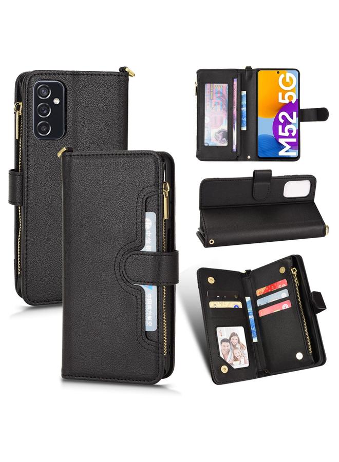 S-TOP Case For Samsung Galaxy M52 5G Litchi Texture Zipper Leather Phone Case - Image 1