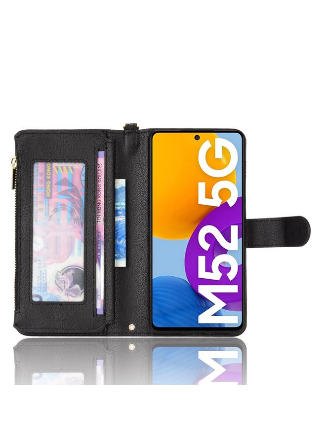 S-TOP Case For Samsung Galaxy M52 5G Litchi Texture Zipper Leather Phone Case - Image 4