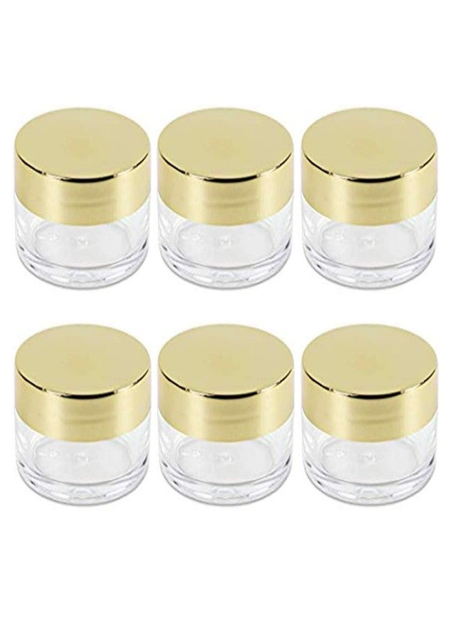 Devinez Multipurpose (Pack of 6) Round Clear Glass Cosmetic Jars,30gm with Inner Liners and Golden Lids, Travel Jars, Refillable for Makeup, Cream, Lotion, Sugar Scrubs, Eye Shadow Paint, Jewelry - Image 1