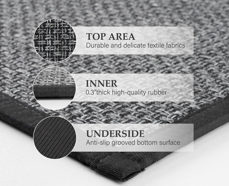eqivei Kitchen Rugs Non Skid Washable Set of 2 PCS, Absorbent Runner Rugs for Kitchen, Farmhouse Weave Floor Mats in Front of Sink, 17.3"x 47"+17.3"x 29" (Inky) - Image 5
