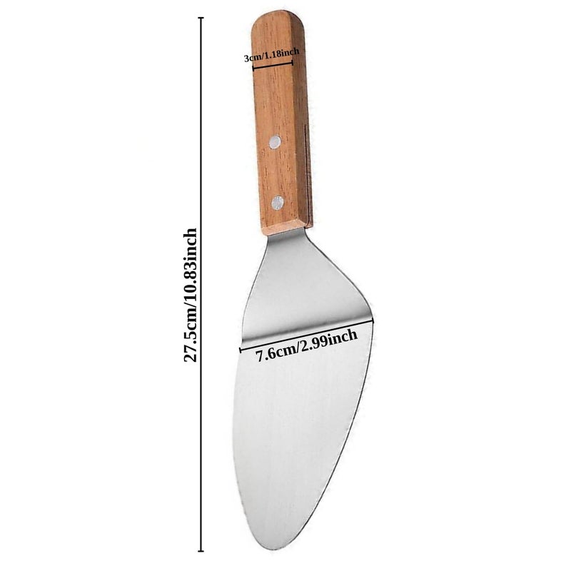 TASKHOUSE Spatula for Cake Holder Pie Server Triangular Wooden Handle Shovel Stainless Steel Pizza Spades (Pack of 1) - Image 2