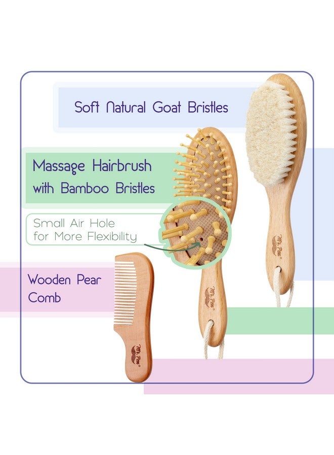 Mr. Pen Mr. Pen- Baby Brush and Comb Set, 3Pcs, Wooden, Baby Hair Brush, Cradle Cap Brush, Baby Brush Set for Newborns, Infant Hair Brush, Baby Comb and Brush Set, Newborn Hair Brush, Baby Brushes for Hair - Image 1