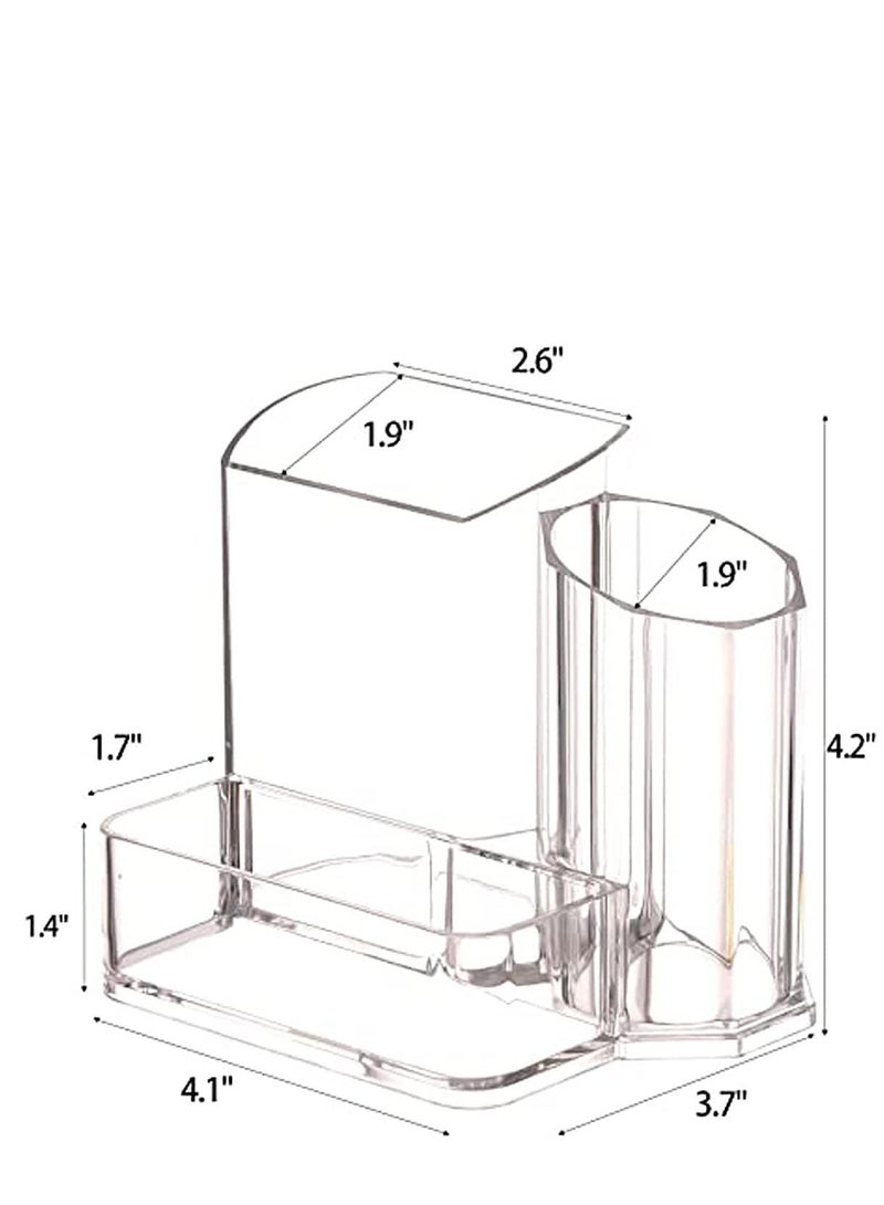 KASTWAVE Clear Makeup Brush Holder, 3-Compartment Different Size Cosmetics Organizer Storage - Image 4