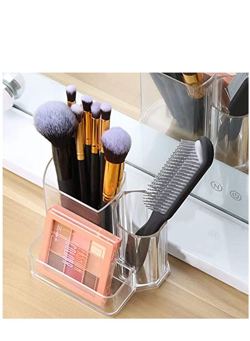 KASTWAVE Clear Makeup Brush Holder, 3-Compartment Different Size Cosmetics Organizer Storage - Image 5