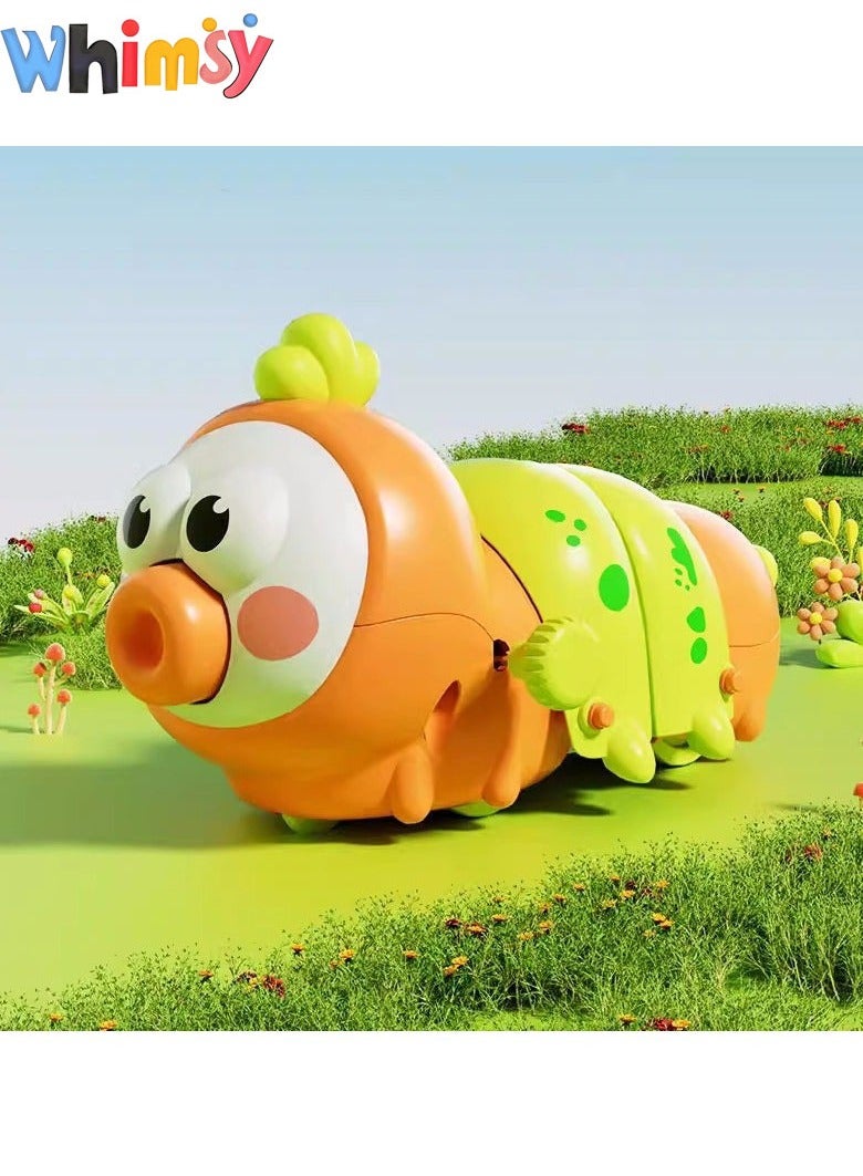 Whimsy Crawling Baby Toy, Tummy Time Toys, 2 Color Wind Up Caterpillar Walking Toy for Baby Kids Boys Girls, Preschool Toddler Activities, Birthday Gift for Kids, Infant Sensory Tummy Time Toys （Yellow） - Image 1