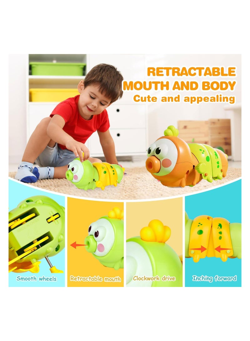 Whimsy Crawling Baby Toy, Tummy Time Toys, 2 Color Wind Up Caterpillar Walking Toy for Baby Kids Boys Girls, Preschool Toddler Activities, Birthday Gift for Kids, Infant Sensory Tummy Time Toys （Yellow） - Image 2