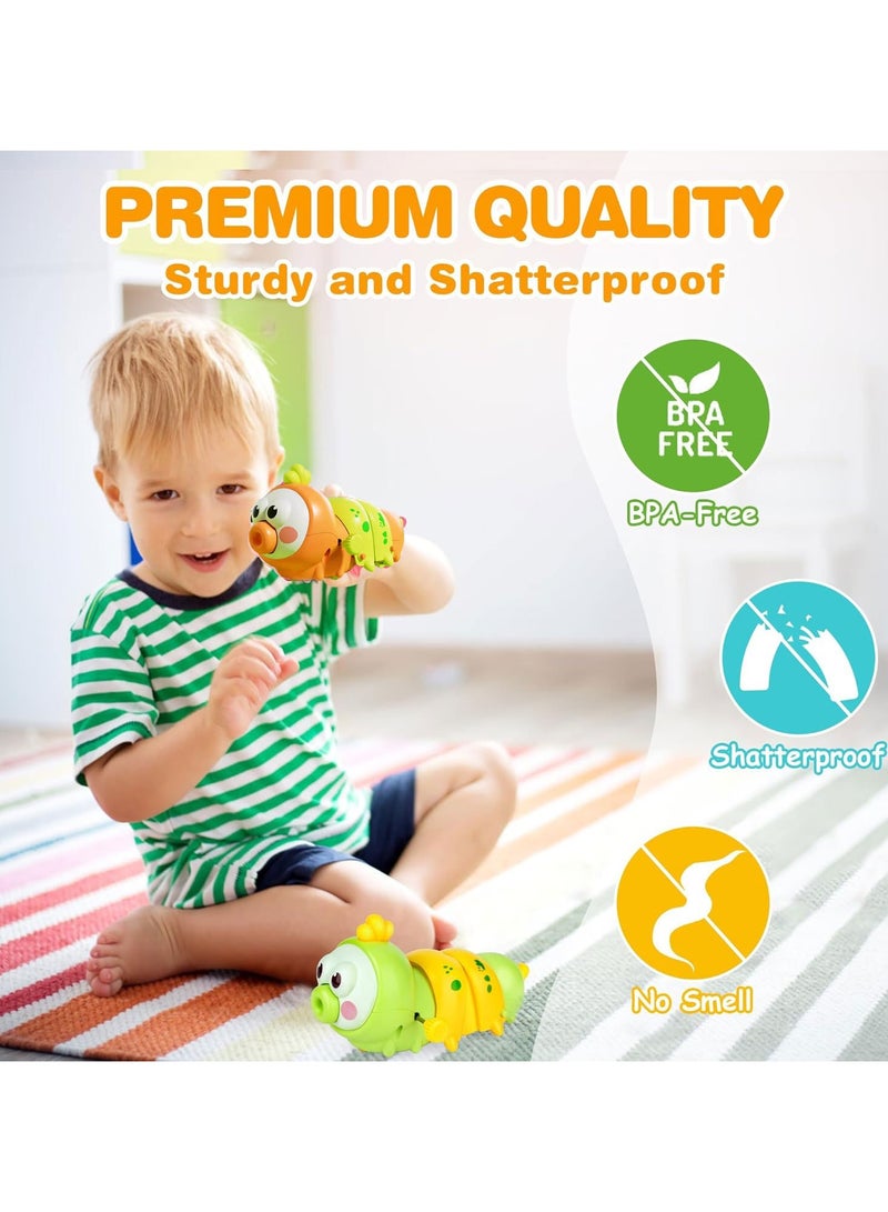 Whimsy Crawling Baby Toy, Tummy Time Toys, 2 Color Wind Up Caterpillar Walking Toy for Baby Kids Boys Girls, Preschool Toddler Activities, Birthday Gift for Kids, Infant Sensory Tummy Time Toys （Yellow） - Image 3