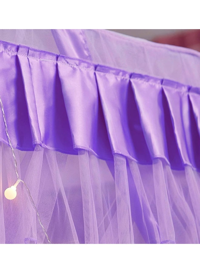 Mengersi Canopy Bed Curtains Queen Size  Bed Canopy Curtains  4 Opening Canopy for Bed Cute Princess Bedroom Decoration Gift Purple Queen - Image 5