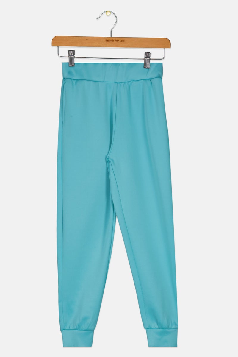 Cool Club Kids Girl Sportswear Fit Solid Training Track Pant, Turquoise - Image 1