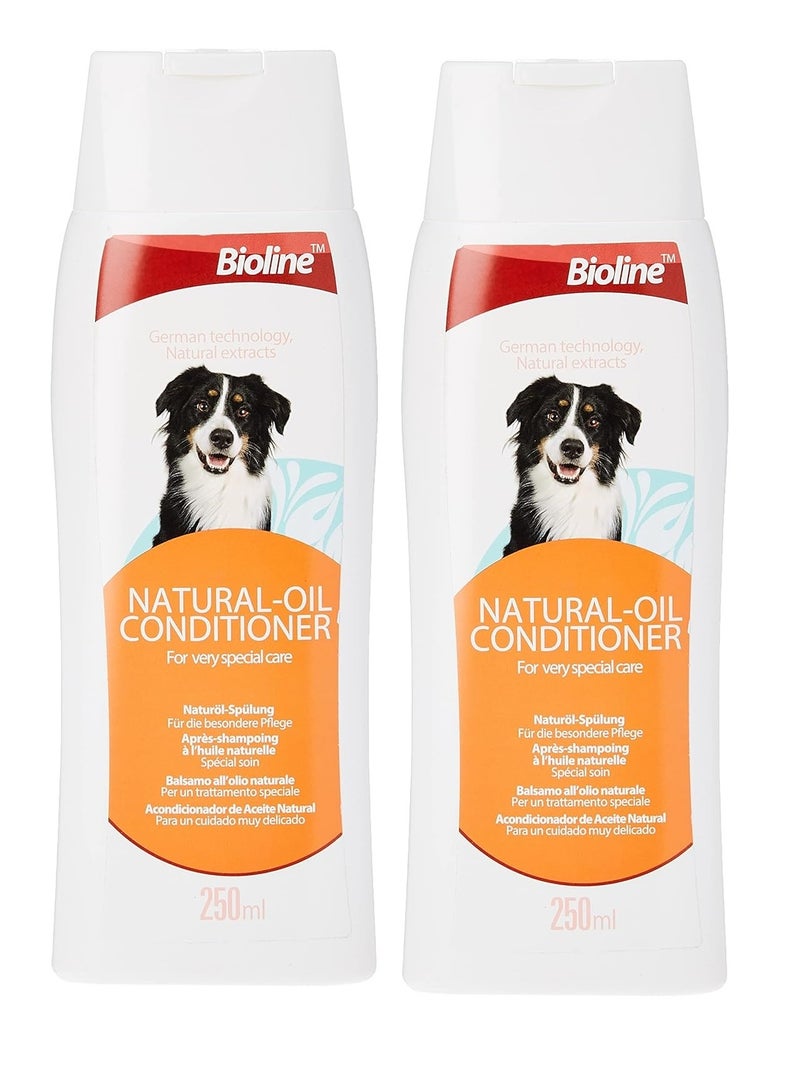 Bioline Natural Oil Conditioner for Dogs Coat Shine And Smoothness 2X250ml - Image 1