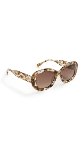 Tory Burch Women's Miller Oval Sunglasses, Transparent & Brown Tort, One Size - Image 1