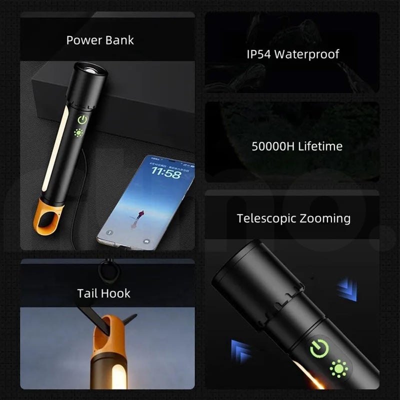 Ritmo مصباح عمل قابل لإعادة الشحن تحت غطاء المحرك مع خطافات مصباح يدوي قابل للتكبير LED ضوء Torch خالي من الأسلاك يعمل بالبطارية لإصلاح السيارات والفحص وورشة العمل والطوارئ - Image 5