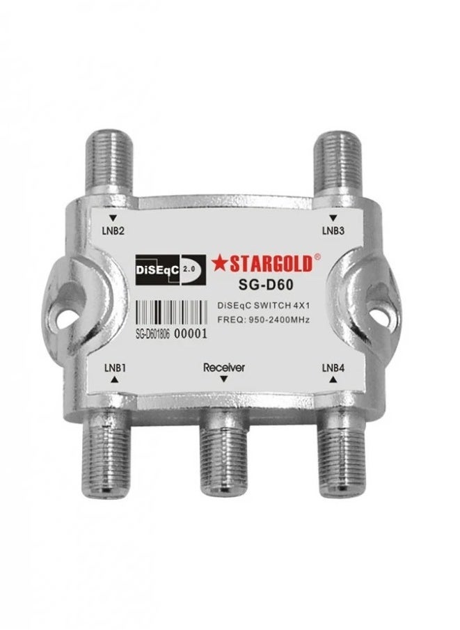 Stargold - 4×1 Diseqc Switch High Efficiency Satellite Switch for Multi Signal Integration with 950 to 2400MHz Frequency Range - Image 1