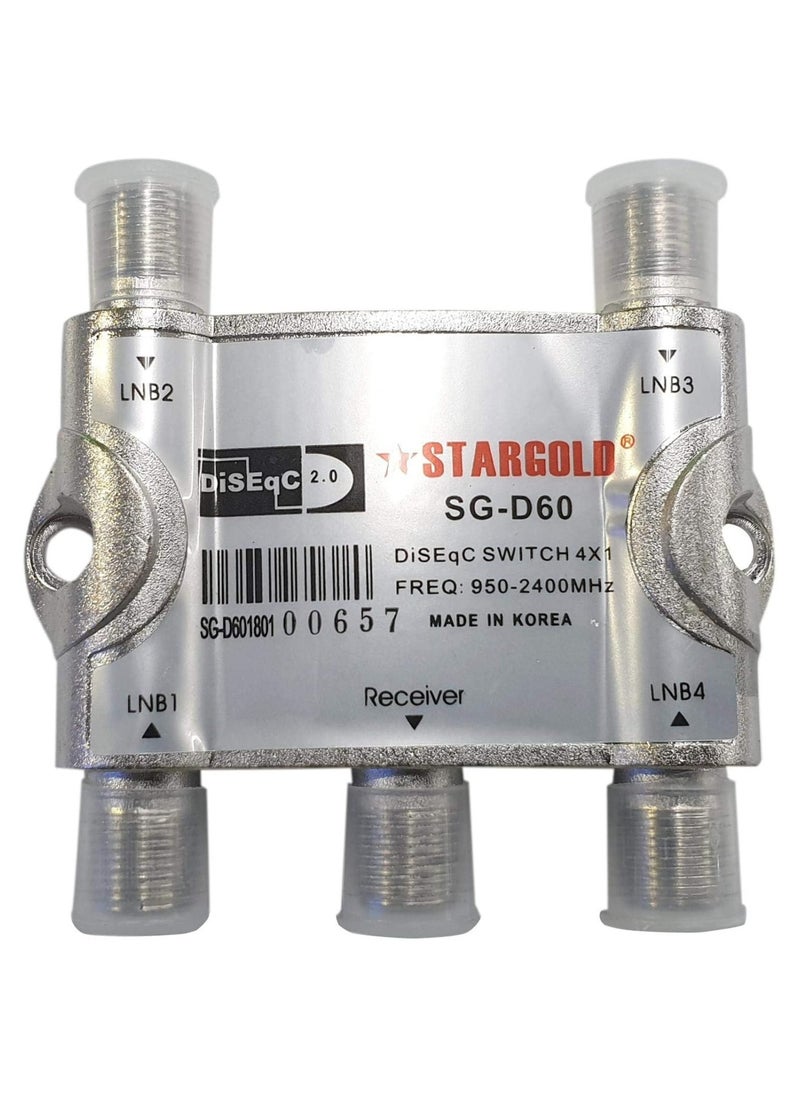 Stargold - 4×1 Diseqc Switch High Efficiency Satellite Switch for Multi Signal Integration with 950 to 2400MHz Frequency Range - Image 1