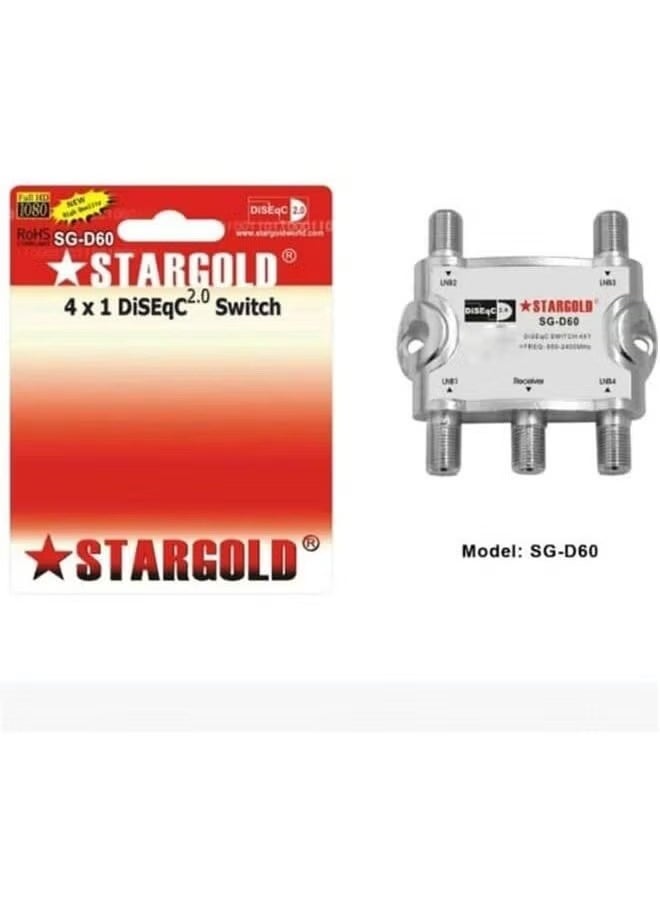 Stargold - 4×1 Diseqc Switch High Efficiency Satellite Switch for Multi Signal Integration with 950 to 2400MHz Frequency Range - Image 1