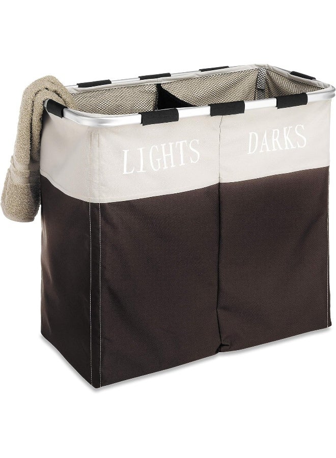 Whitmor Whitmor Easycare Double Laundry Hamper - Lights and Darks Separator - Espresso - Image 3