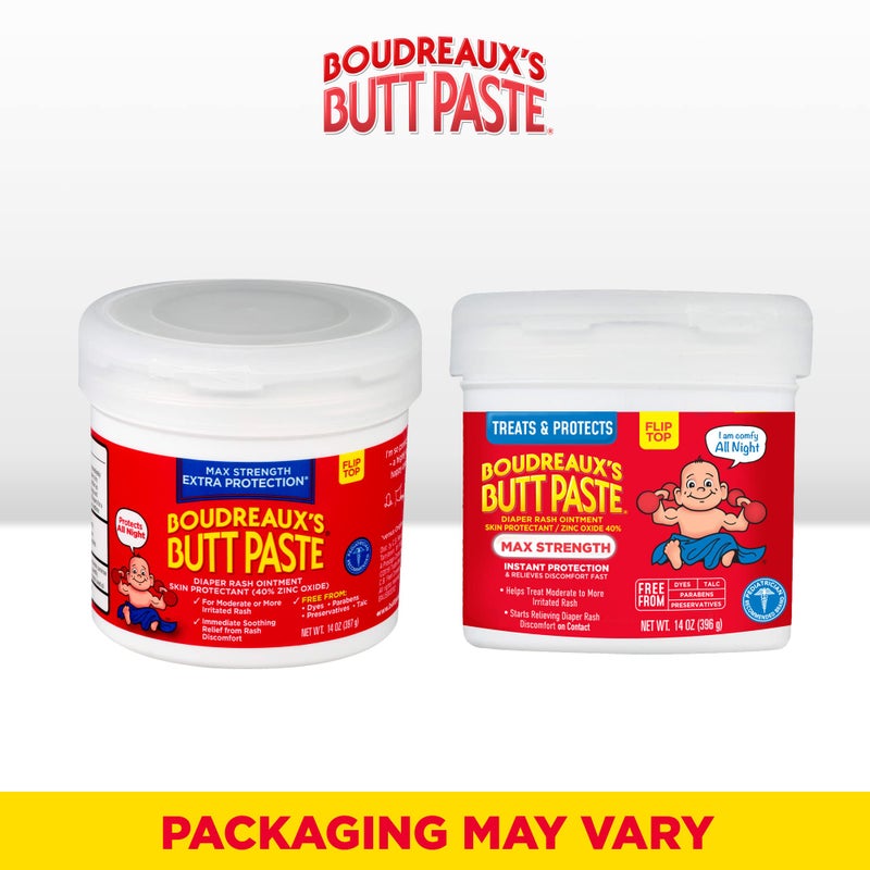 Boudreaux's Butt Paste معجون بوردوكس لالتهابات الحفاضات بقوة قصوى، مرهم للأطفال، أنبوب 2 أونصة ووعاء 14 أونصة - Image 2