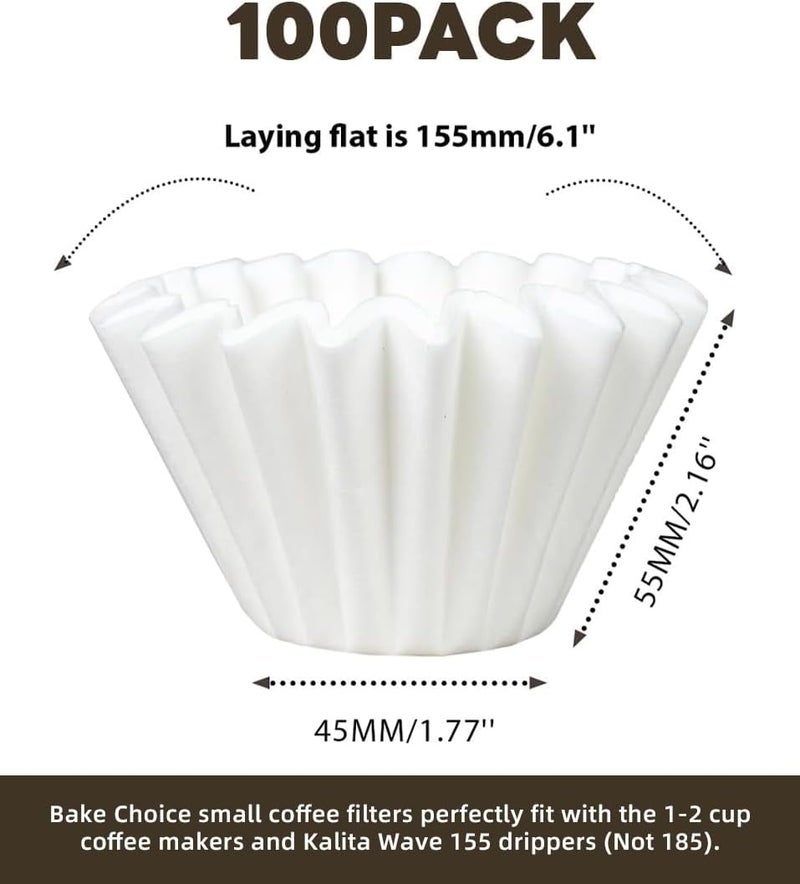 Bake Choice Kalita Wave 155 Filter, Pack of 100, Small Coffee Filters for 1-2 Cups, Disposable Basket Coffee Filter Paper, Compatible with Kalita Wave Dripper 155, Single Serving Coffee Pot, Pouring Over and Drip - Image 2