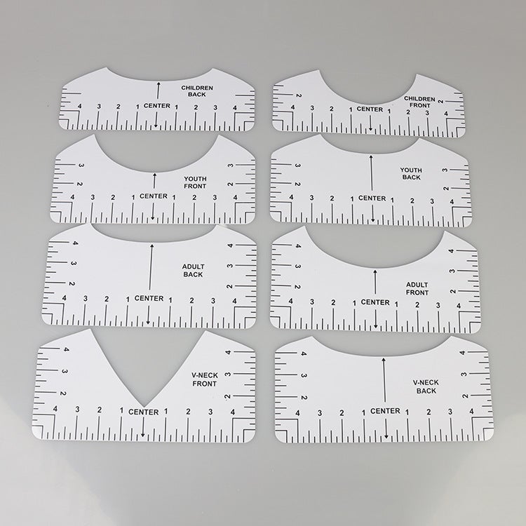Platform New Product V Neck Eight-In-One T-Shirt Alignment Tool Pvc Ruler V Round Neck Eight-Piece Set T-Shirt Guide Ruler - Image 3