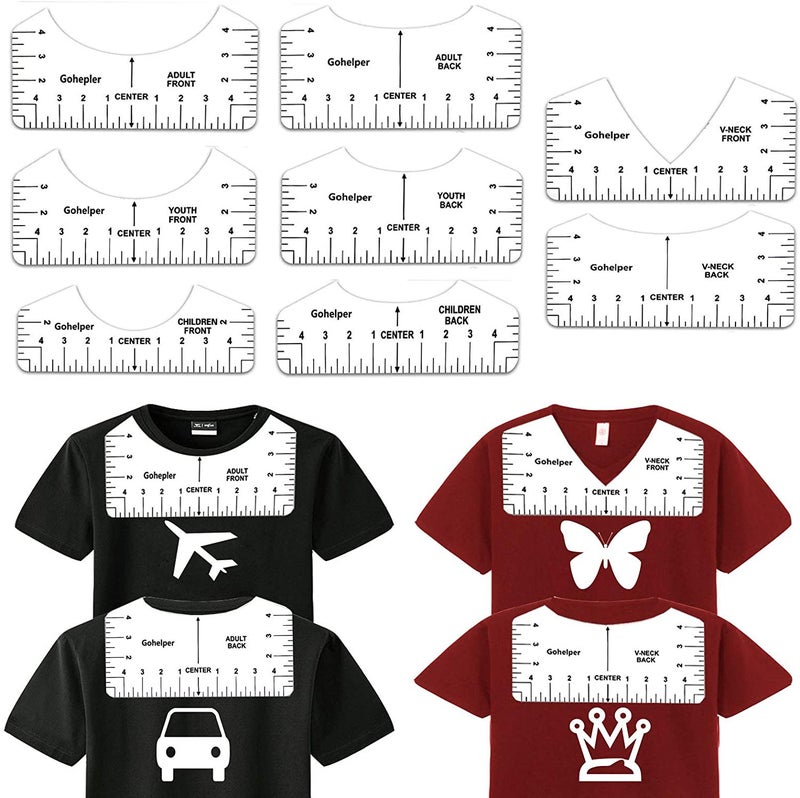 Platform New Product V Neck Eight-In-One T-Shirt Alignment Tool Pvc Ruler V Round Neck Eight-Piece Set T-Shirt Guide Ruler - Image 2