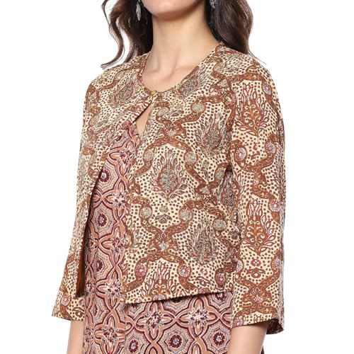 Biba Women's Beige Rayon Straight Dress_32 - Image 3