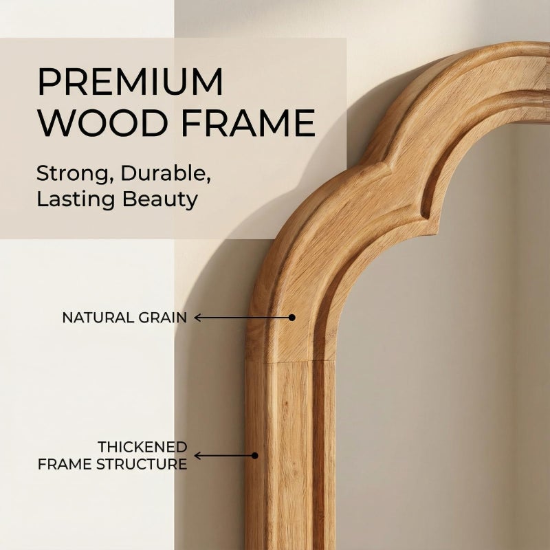 BOMINICA Wood Bathroom Mirror for Wall, 36 x 24 Inch Large Decorative Wall Mirror with Rustic Wooden Frame for Living Room, Vanity, Bedroom, Entryway, Farmhouse - Image 3