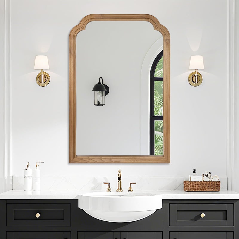 BOMINICA Wood Bathroom Mirror for Wall, 36 x 24 Inch Large Decorative Wall Mirror with Rustic Wooden Frame for Living Room, Vanity, Bedroom, Entryway, Farmhouse - Image 1