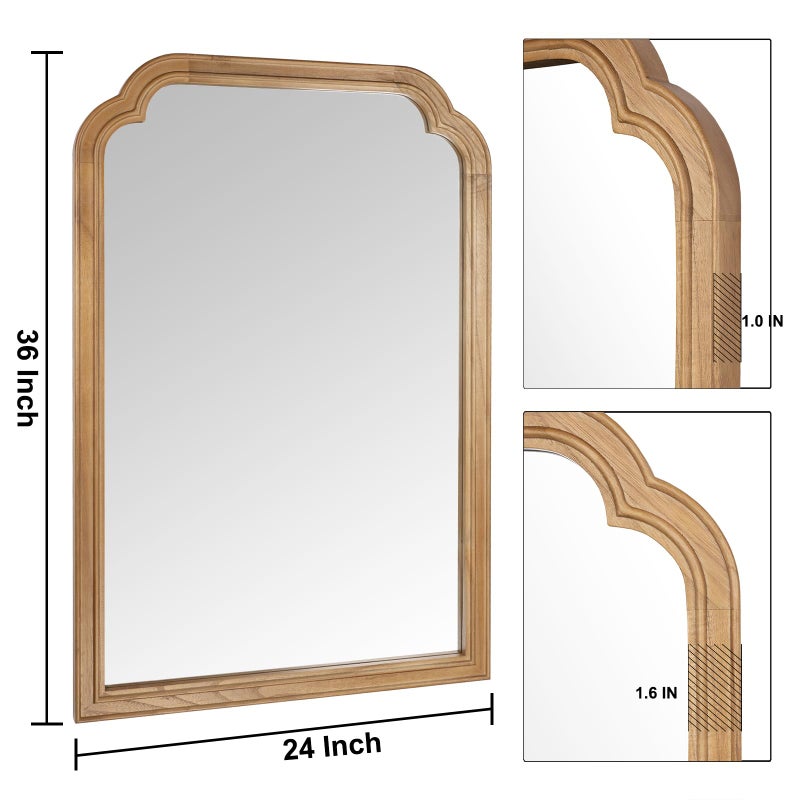 BOMINICA Wood Bathroom Mirror for Wall, 36 x 24 Inch Large Decorative Wall Mirror with Rustic Wooden Frame for Living Room, Vanity, Bedroom, Entryway, Farmhouse - Image 2