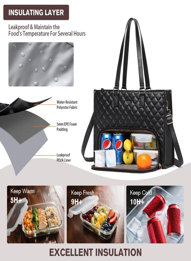 Keyli 3PCS Sets Lunch Tote bag for Women,15.6 Inch Laptop Work Bag with Insulated Lunch Box Compartment，Large Capacity Quilted Casual Computer Handbag for Office Business Work Nurse Teacher Travel - Image 4