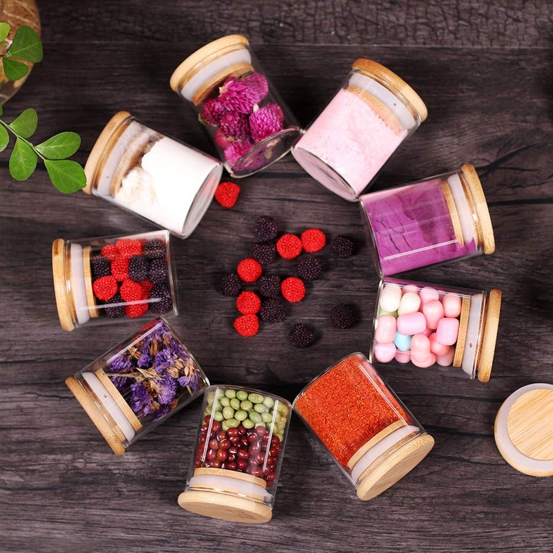 Tzerotone Spice Jar Set 2.5oz 20 Piece Glass Jar with Bamboo Airtight Lids and Labels  Mini Clear Food Storage Containers for pantry  kitchen canisters for Tea  Herbs  Sugar  Salt  Coffee - Image 4