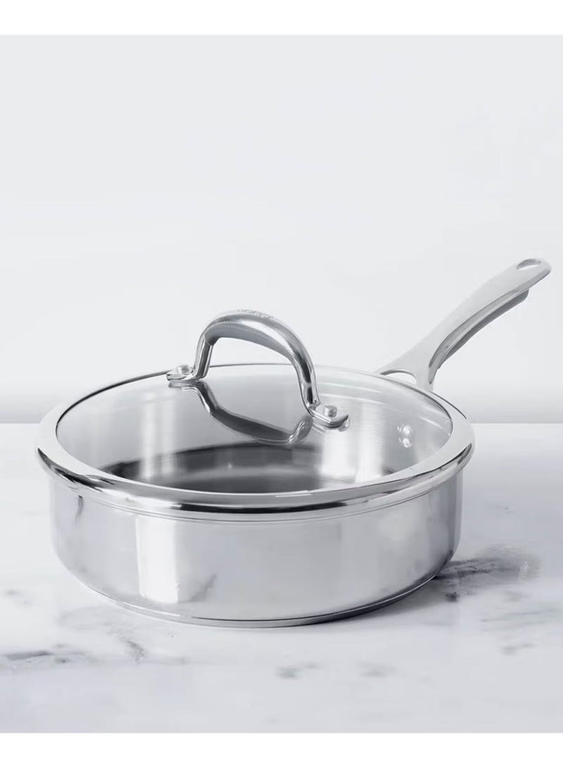 Meyer Select 24cm Stainless Steel Sauté Pan with Tempered Glass Lid – Induction Compatible, Oven & Dishwasher Safe, Metal Utensil Safe - Image 4