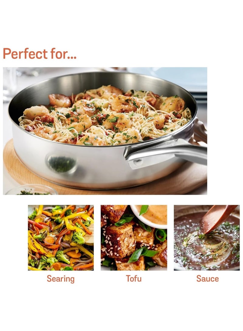 Meyer Select 24cm Stainless Steel Sauté Pan with Tempered Glass Lid – Induction Compatible, Oven & Dishwasher Safe, Metal Utensil Safe - Image 3