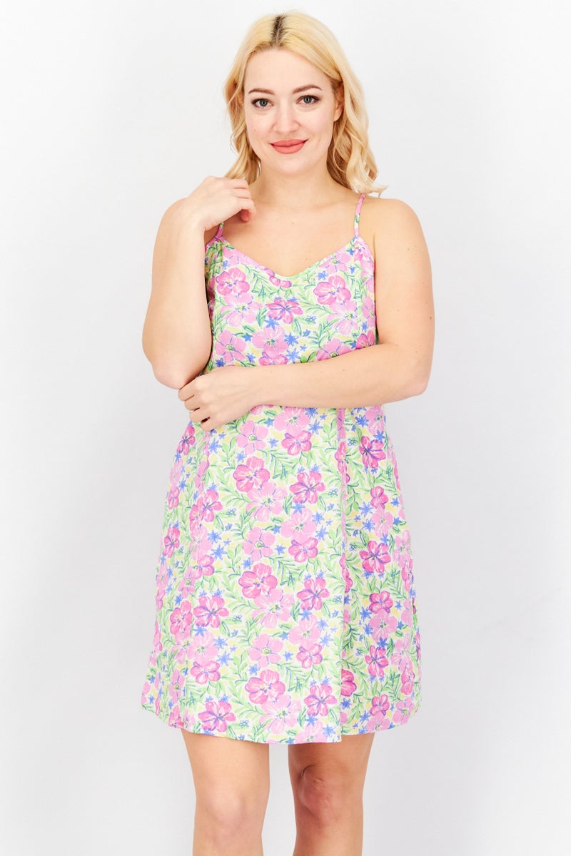 Sinsay Women Floral Printed Mini Dress, Pink Combo  - Image 1