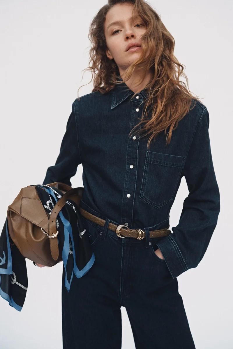H&M Shoulder-pad denim shirt