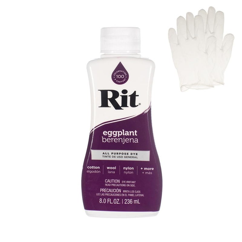 Craft County Rit Dye â€“ Liquid Fabric Dye for Crafting, Clothing, and DÃ©cor â€“ 8 oz. Bottle â€“ Eggplant (Gloves Included) - Image 1