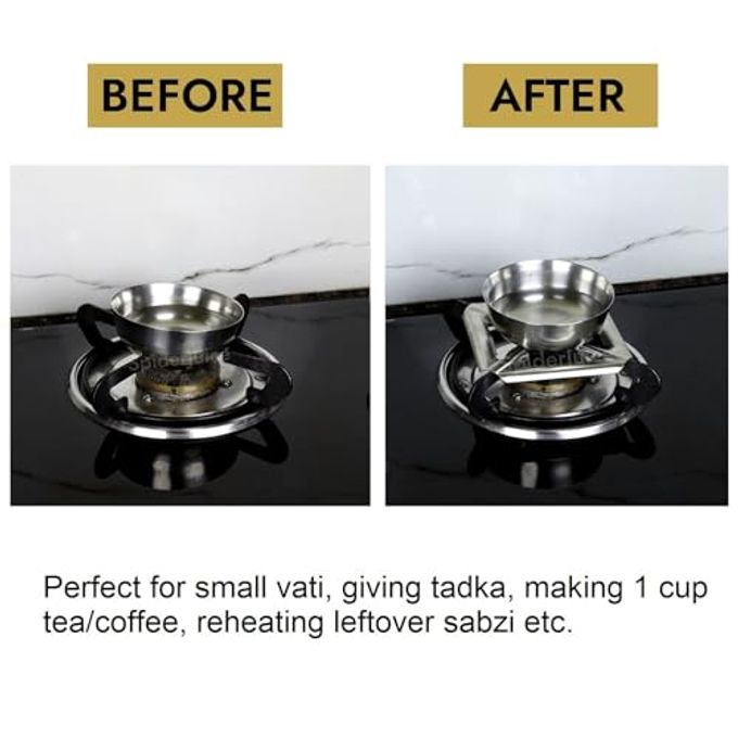 SpiderJuice 2Pc Removable Square Shape Gas Burner Stand for Small Utensils Vessels Vaghar Kadai Bowls Sauce Pans Tadka Pots Vati Chulha Stove Top Plate Support Jali Hot Bartan Holder Trivet - Image 2
