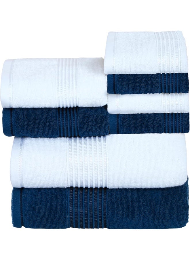 Home Dwell Premium Bath Towels Set - Set of 8 - 100% Cotton Highly Absorbent 2 Bath Towels, 2 Hand Towels and 4 Washcloths - Hotel & Spa Quality Bath Towels - Venice Blue and White - Image 2