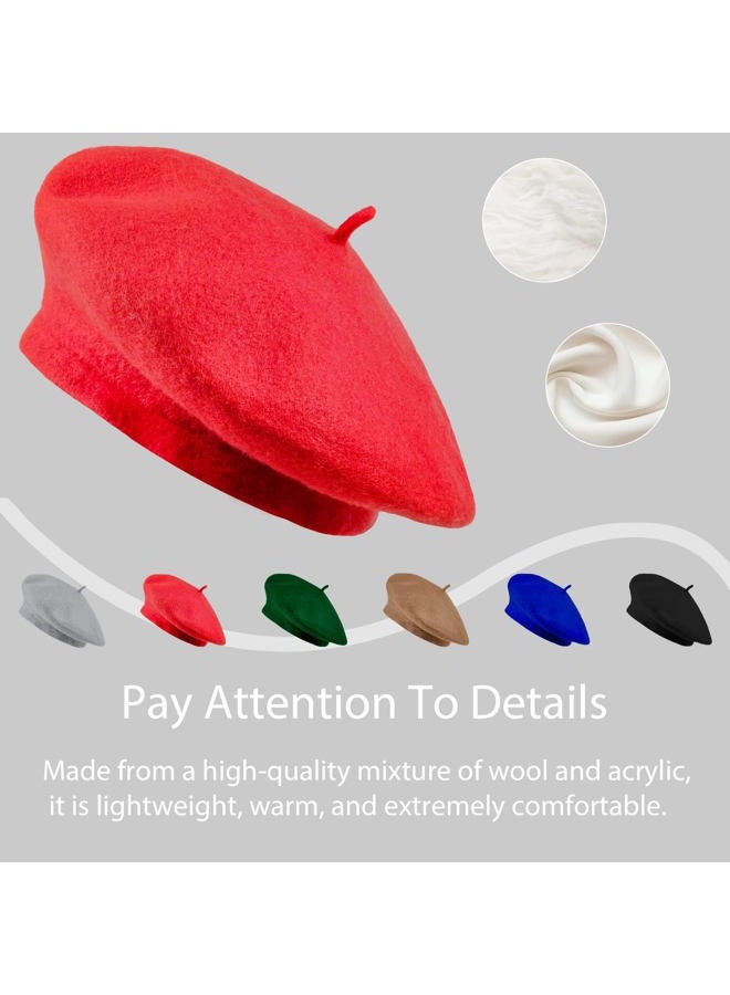 Jolbndcv 6 PCS Beret Hat French Beanie Hat Outdoor Hat Winter Hat Fashion Lady Hat, Black, Bright Red, Camel, Dark Green, Navy Blue, Light Gray, One size - Image 3