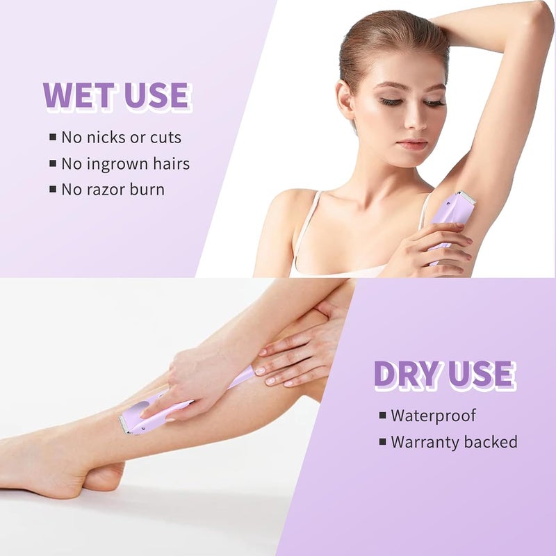 2025 New 2-in-1 Bikini Shaver & Body Trimmer for Women - Cordless Wet/Dry Electric Razor Kit, Waterproof Hair Removal for Face/Lips/Underarms/Legs/Pubic Areas (Purple) - Image 4