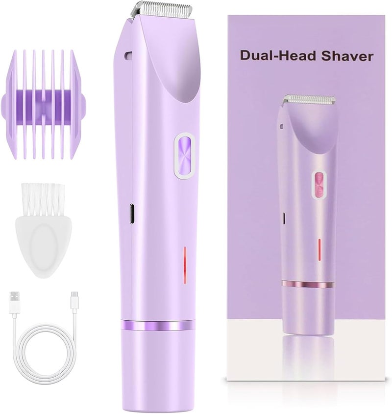 2025 New 2-in-1 Bikini Shaver & Body Trimmer for Women - Cordless Wet/Dry Electric Razor Kit, Waterproof Hair Removal for Face/Lips/Underarms/Legs/Pubic Areas (Purple) - Image 1