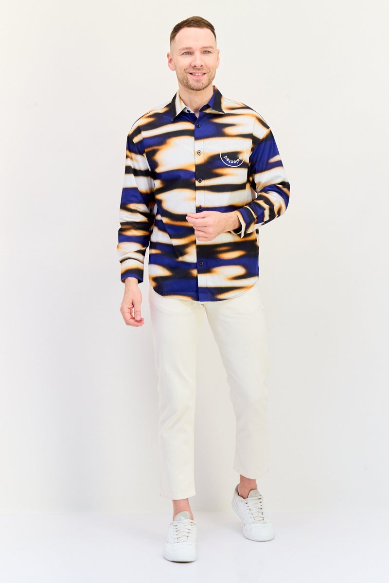 Selected x Etudes Men Oversize Fit Tie Dye Long Sleeves Casual Shirt, Multicolor - Image 4