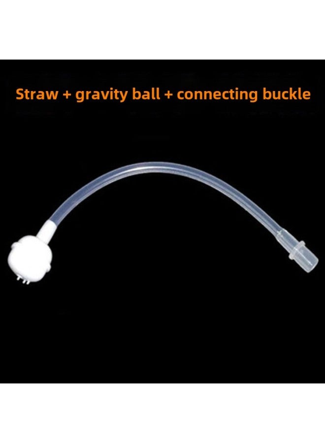 Children's Water Cup Straw Accessories Straw Nozzle Suction Nozzle Straw Gravity Ball Maternal And Child Supplies Drinking Cup Accessories-Color:Transparent-Specifications:Straw + Gravity Ball + Connecting Buckle - Image 3