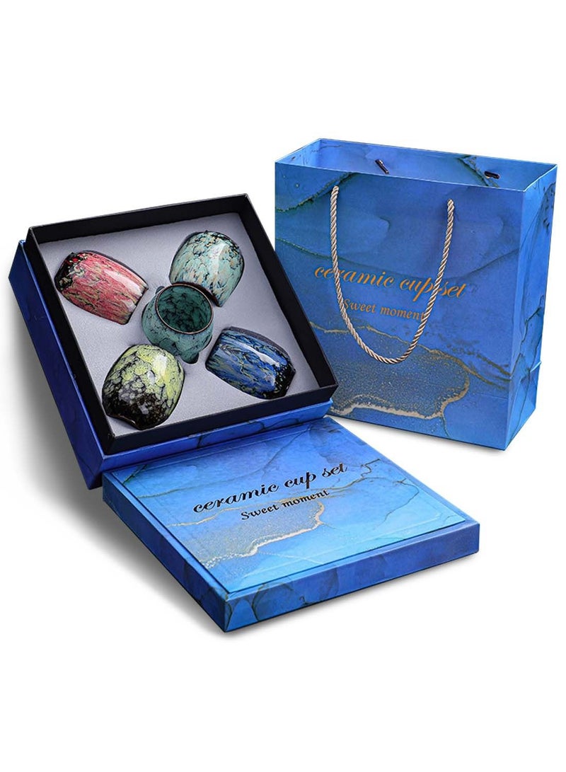 ايكي ايك مجموعة من 5 كوب قهوة إسبرسو مطلي متدفق متعدد الألوان 175 مل - Image 1